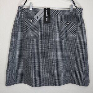 Karl Lagerfeld* Women's Fully Lined Double Pocket Houndstooth Full Skirt~Size 12